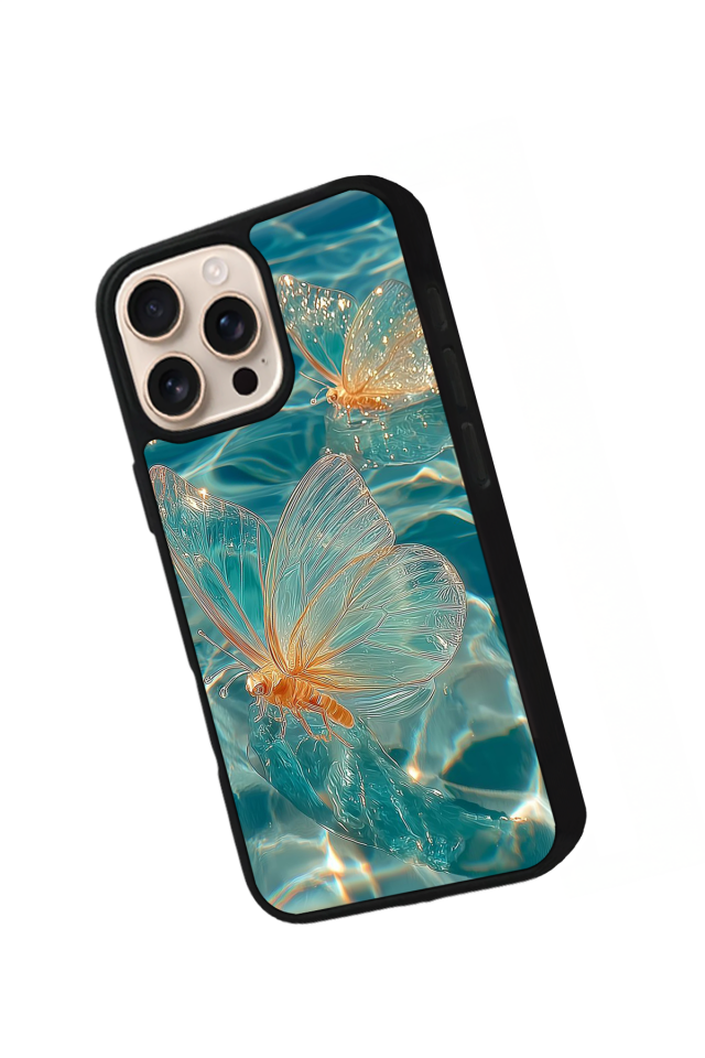 iPhone 16 Pro Uyumlu Kelebek Tasarımlı Glossy Premium Kılıf