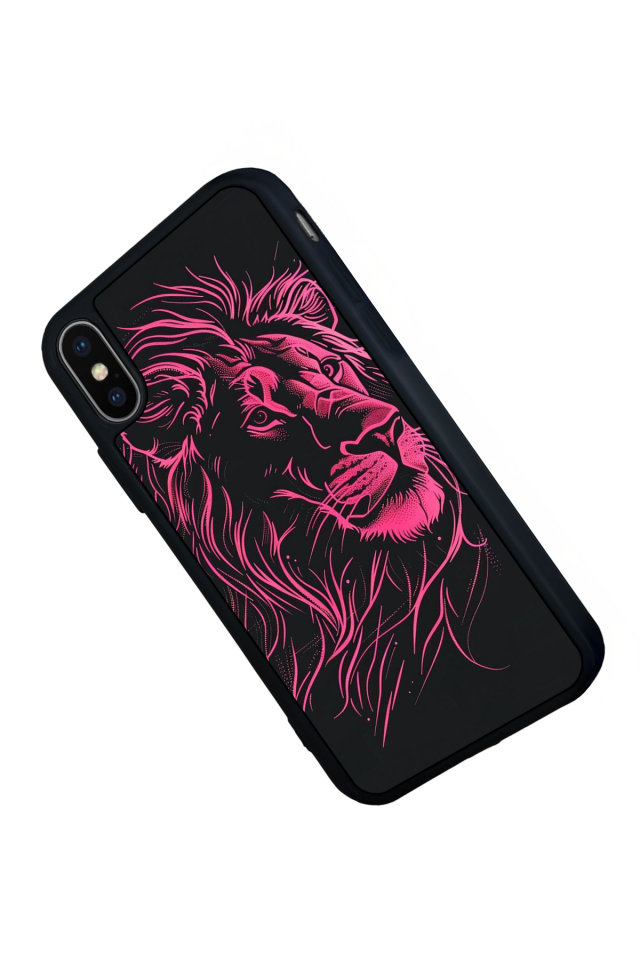 iPhone X/ XS Uyumlu Aslan Tasarımlı Glossy Premium Kılıf