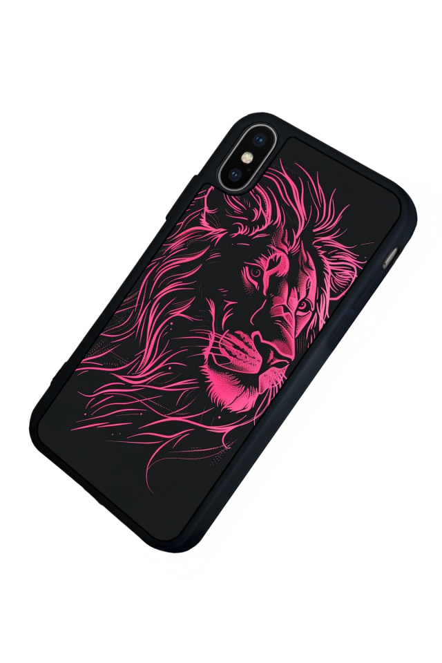 iPhone X/ XS Uyumlu Aslan Tasarımlı Glossy Premium Kılıf