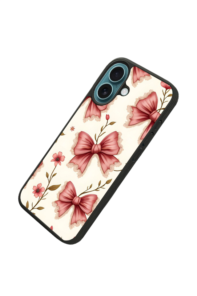 iPhone 16 Plus Uyumlu Kurdele Tasarımlı Glossy Premium Kılıf