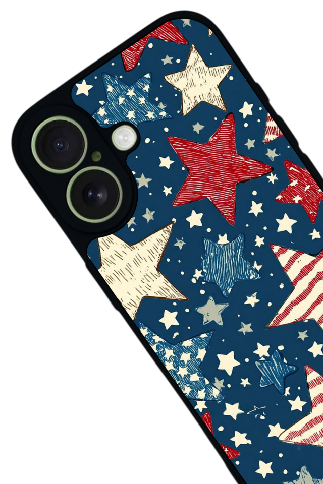 iPhone 17 Uyumlu Retro Yildizlar Tasarımlı Glossy Premium Kılıf