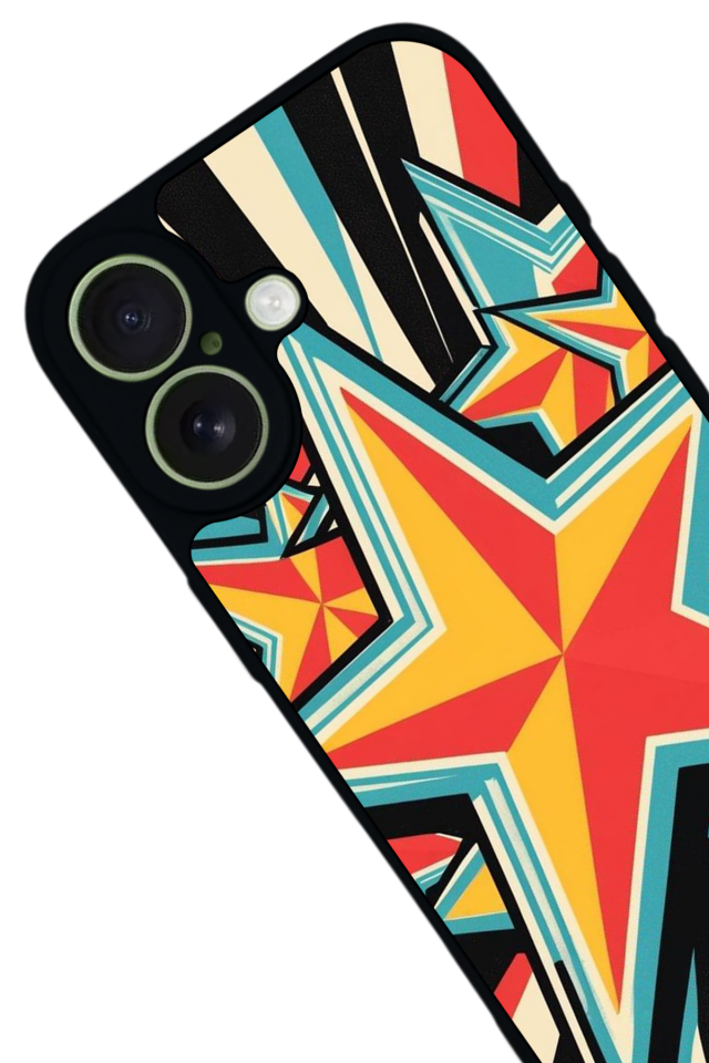 iPhone 17 Uyumlu Retro Yildizlar Tasarımlı Glossy Premium Kılıf