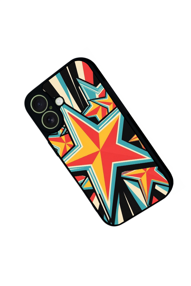iPhone 17 Uyumlu Retro Yildizlar Tasarımlı Glossy Premium Kılıf