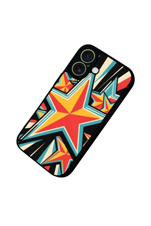 iPhone 17 Uyumlu Retro Yildizlar Tasarımlı Glossy Premium Kılıf