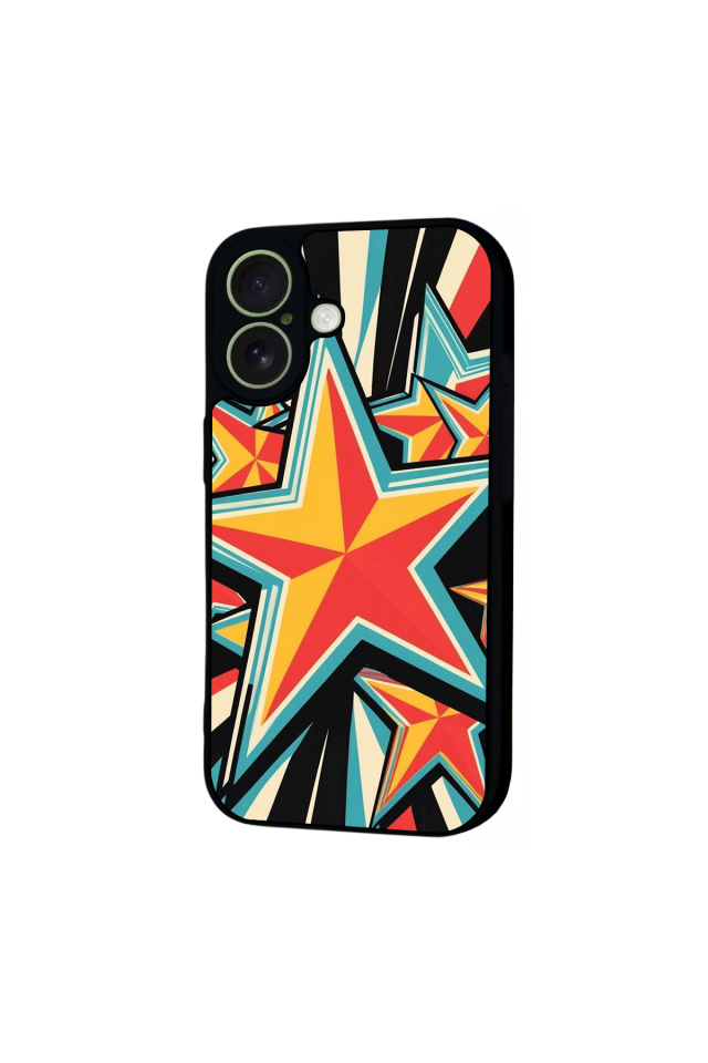 iPhone 17 Uyumlu Retro Yildizlar Tasarımlı Glossy Premium Kılıf