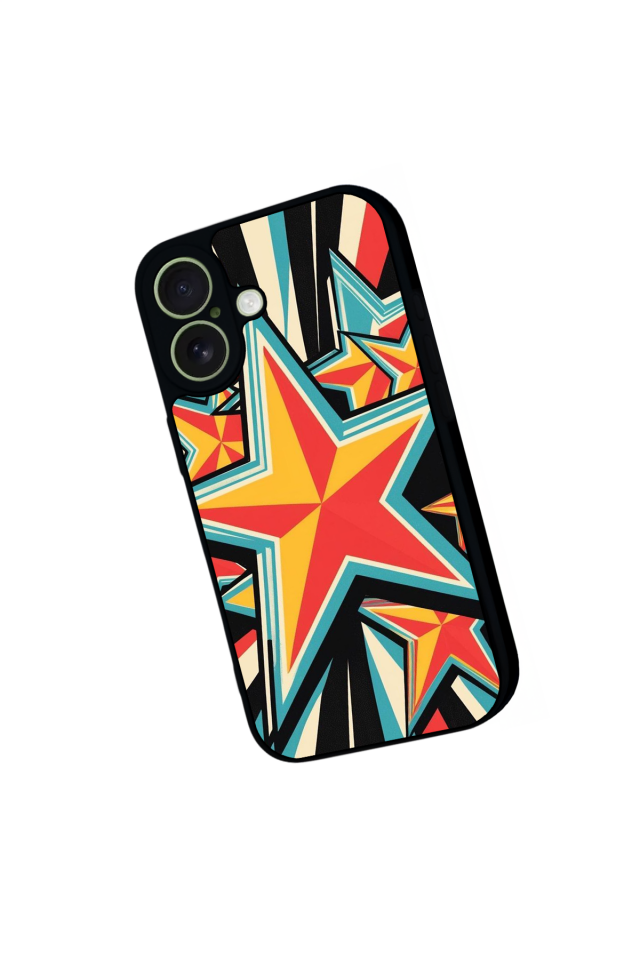 iPhone 17 Uyumlu Retro Yildizlar Tasarımlı Glossy Premium Kılıf