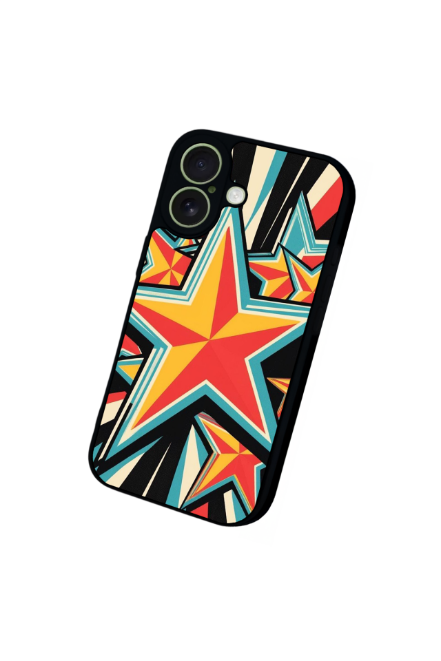 iPhone 17 Uyumlu Retro Yildizlar Tasarımlı Glossy Premium Kılıf
