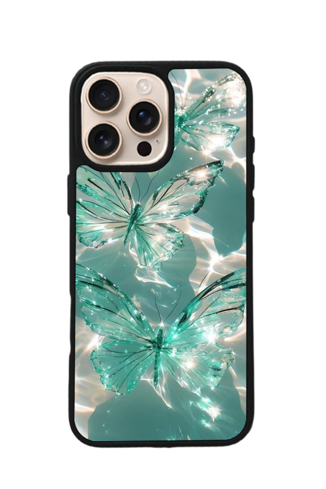 iPhone 16 Pro Uyumlu Kelebek Tasarımlı Glossy Premium Kılıf
