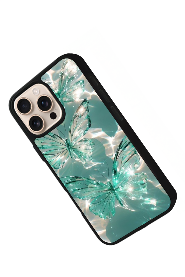 iPhone 16 Pro Uyumlu Kelebek Tasarımlı Glossy Premium Kılıf