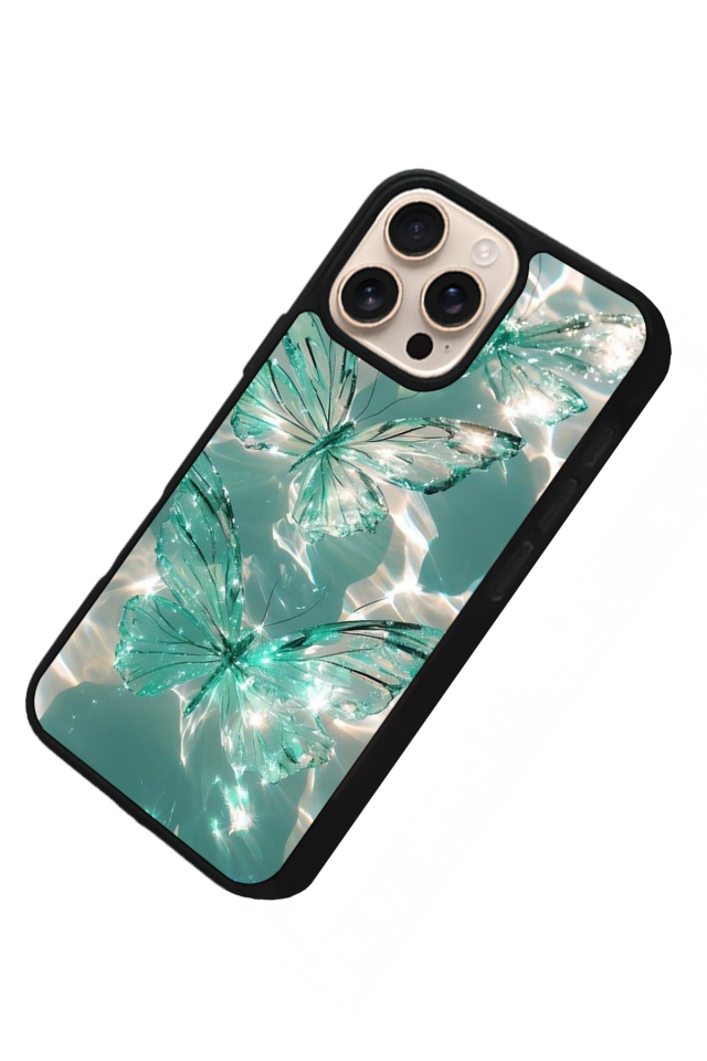 iPhone 16 Pro Uyumlu Kelebek Tasarımlı Glossy Premium Kılıf