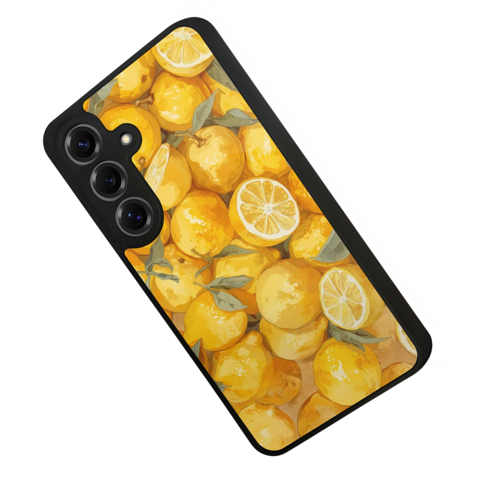Samsung Galaxy S25 Uyumlu Limon Tasarımlı Glossy Premium Kılıf