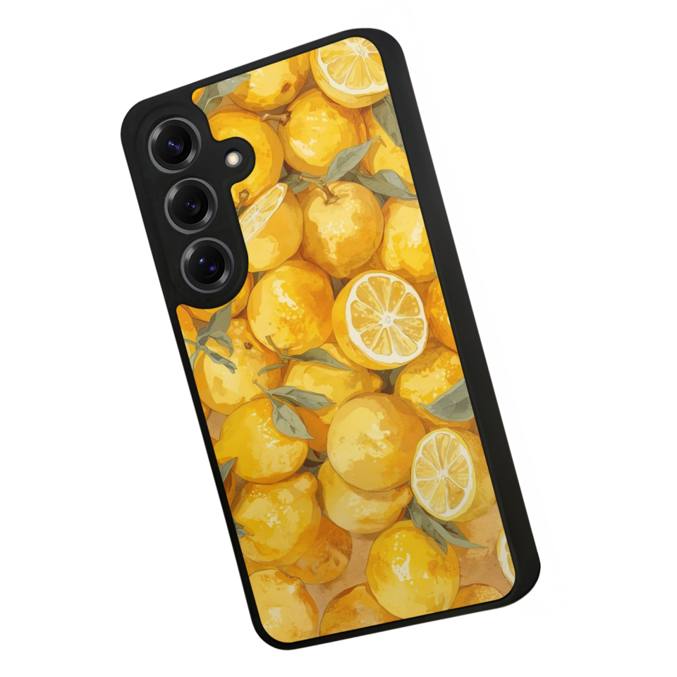 Samsung Galaxy S25 Uyumlu Limon Tasarımlı Glossy Premium Kılıf