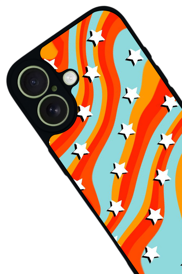 iPhone 17 Uyumlu Retro Yildizlar Tasarımlı Glossy Premium Kılıf