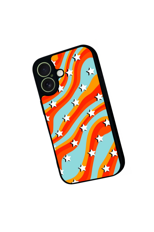 iPhone 17 Uyumlu Retro Yildizlar Tasarımlı Glossy Premium Kılıf