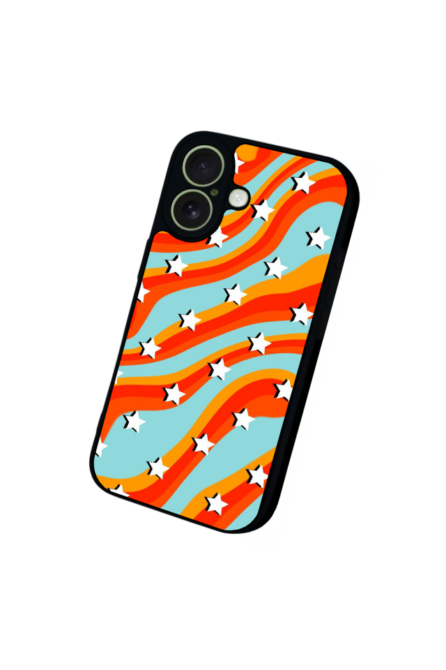 iPhone 17 Uyumlu Retro Yildizlar Tasarımlı Glossy Premium Kılıf