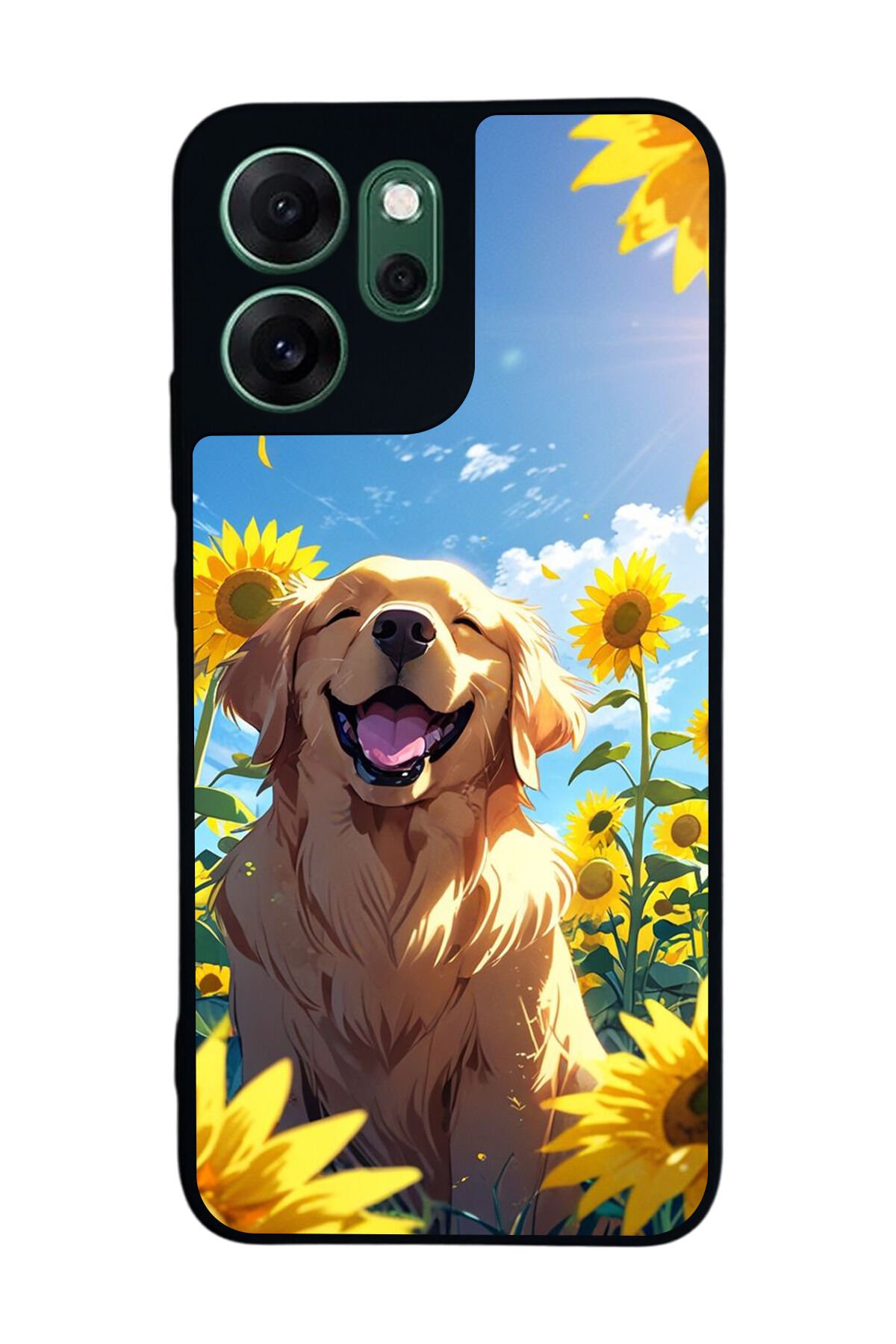 Oppo Reno 14F Uyumlu Golden Kopek Tasarımlı Glossy Premium Kılıf