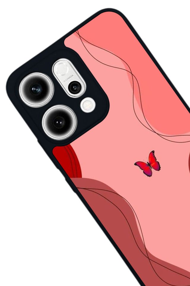 Oppo Reno 14 Uyumlu Kelebek Tasarımlı Glossy Premium Kılıf