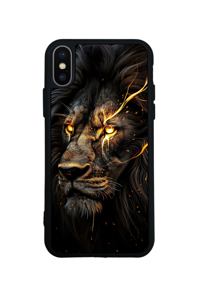 iPhone X/ XS Uyumlu Aslan Tasarımlı Glossy Premium Kılıf