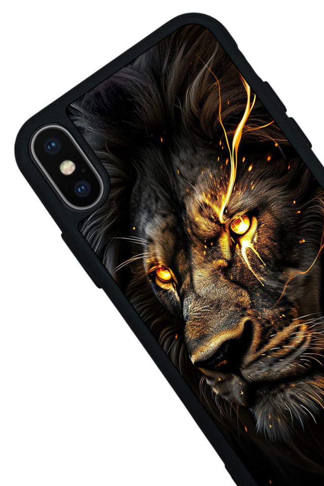 iPhone X/ XS Uyumlu Aslan Tasarımlı Glossy Premium Kılıf