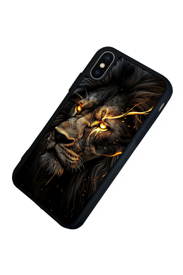 iPhone X/ XS Uyumlu Aslan Tasarımlı Glossy Premium Kılıf
