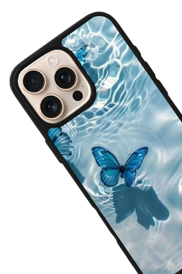 iPhone 16 Pro Uyumlu Kelebek Tasarımlı Glossy Premium Kılıf