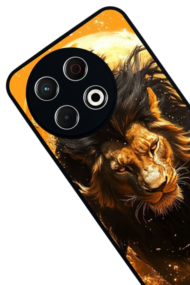 Tecno Spark 30 Pro Uyumlu Aslan Tasarımlı Glossy Premium Kılıf
