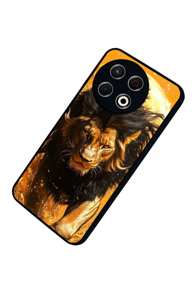 Tecno Spark 30 Pro Uyumlu Aslan Tasarımlı Glossy Premium Kılıf