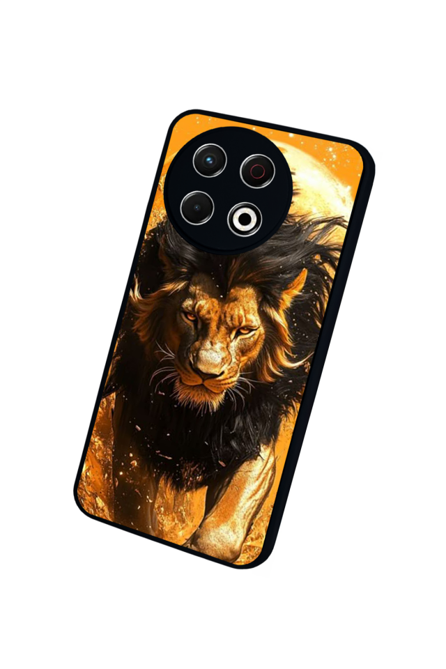 Tecno Spark 30 Pro Uyumlu Aslan Tasarımlı Glossy Premium Kılıf