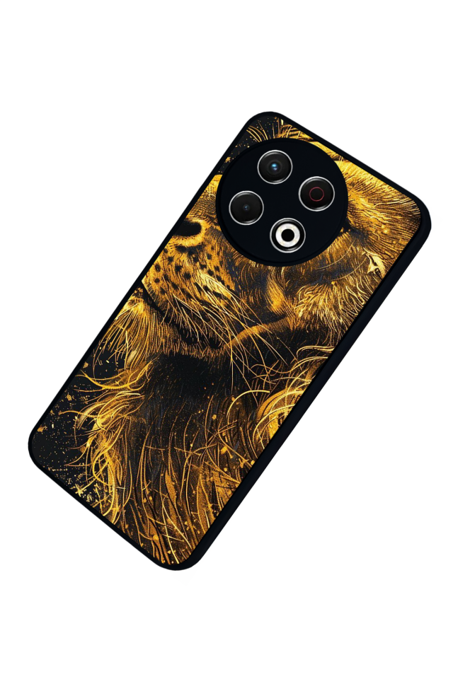 Tecno Spark 30 Pro Uyumlu Aslan Tasarımlı Glossy Premium Kılıf