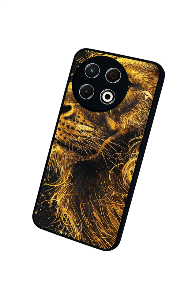 Tecno Spark 30 Pro Uyumlu Aslan Tasarımlı Glossy Premium Kılıf