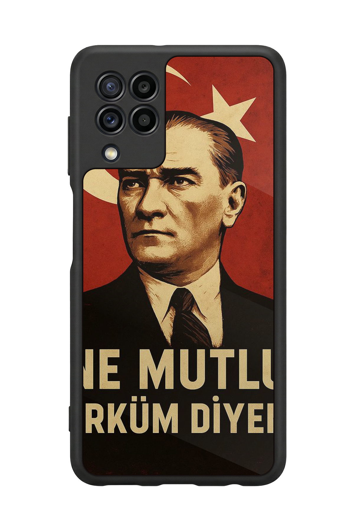 Samsung Galaxy M32 Uyumlu  Mustafa Kemal Ataturk Tasarımlı Glossy Premium Kılıf