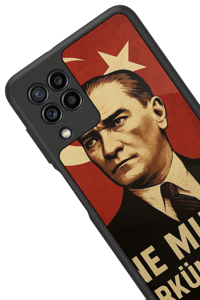 Samsung Galaxy M32 Uyumlu  Mustafa Kemal Ataturk Tasarımlı Glossy Premium Kılıf