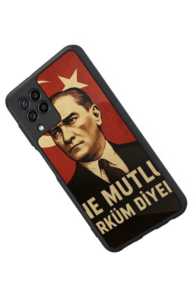 Samsung Galaxy M32 Uyumlu  Mustafa Kemal Ataturk Tasarımlı Glossy Premium Kılıf