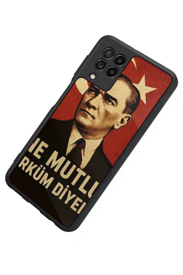 Samsung Galaxy M32 Uyumlu  Mustafa Kemal Ataturk Tasarımlı Glossy Premium Kılıf