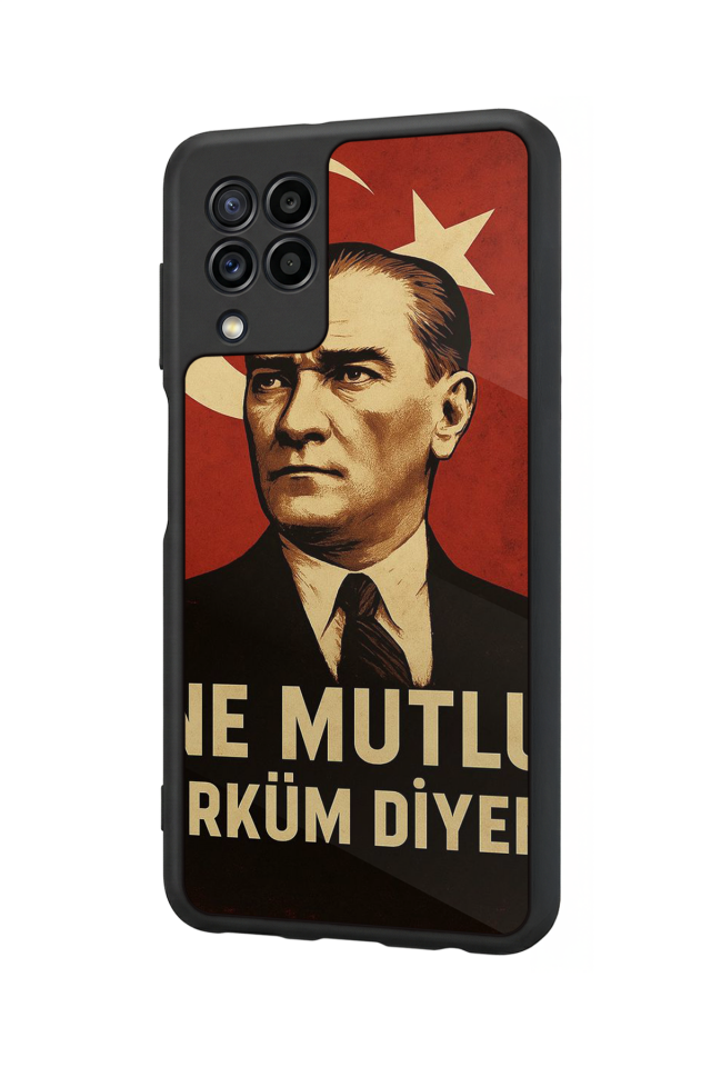 Samsung Galaxy M32 Uyumlu  Mustafa Kemal Ataturk Tasarımlı Glossy Premium Kılıf