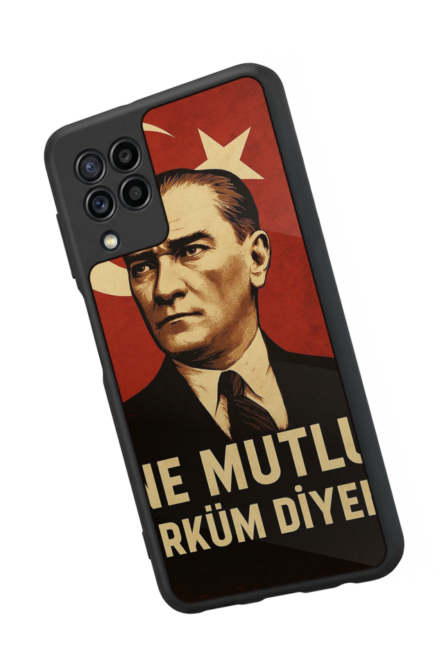 Samsung Galaxy M32 Uyumlu  Mustafa Kemal Ataturk Tasarımlı Glossy Premium Kılıf