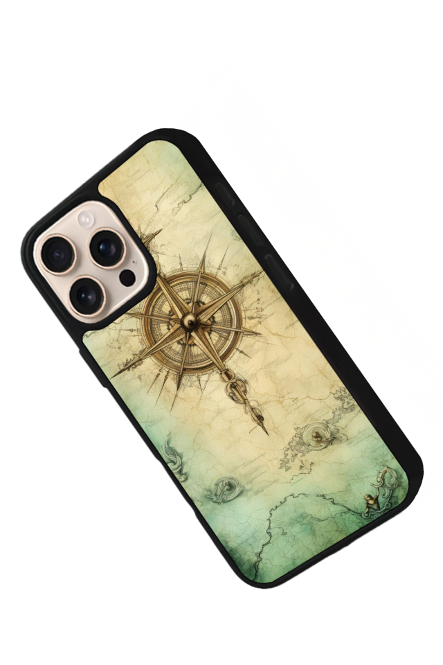 iPhone 14 Pro Uyumlu Pusula Tasarımlı Glossy Premium Kılıf