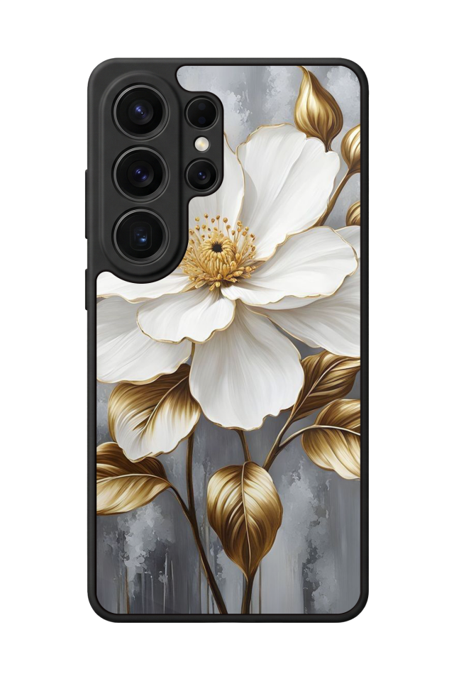 Samsung Galaxy S26 Ultra Uyumlu Yaldizli Cicek Tasarımlı Glossy Premium Kılıf