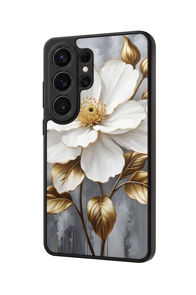 Samsung Galaxy S26 Ultra Uyumlu Yaldizli Cicek Tasarımlı Glossy Premium Kılıf