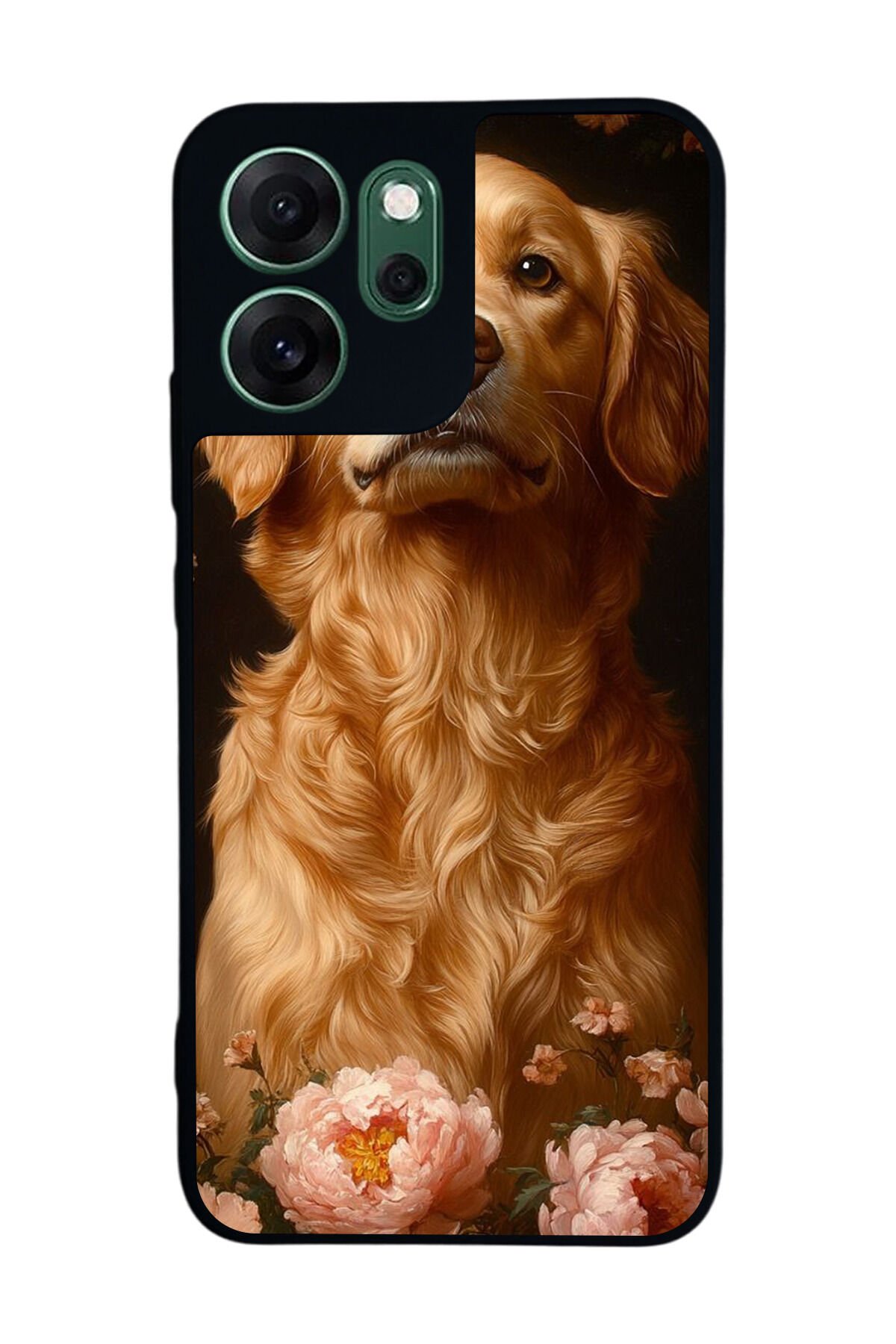 Oppo Reno 14F Uyumlu Golden Kopek Tasarımlı Glossy Premium Kılıf