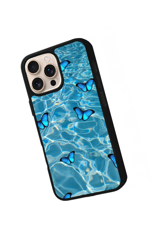 iPhone 16 Pro Uyumlu Kelebek Tasarımlı Glossy Premium Kılıf