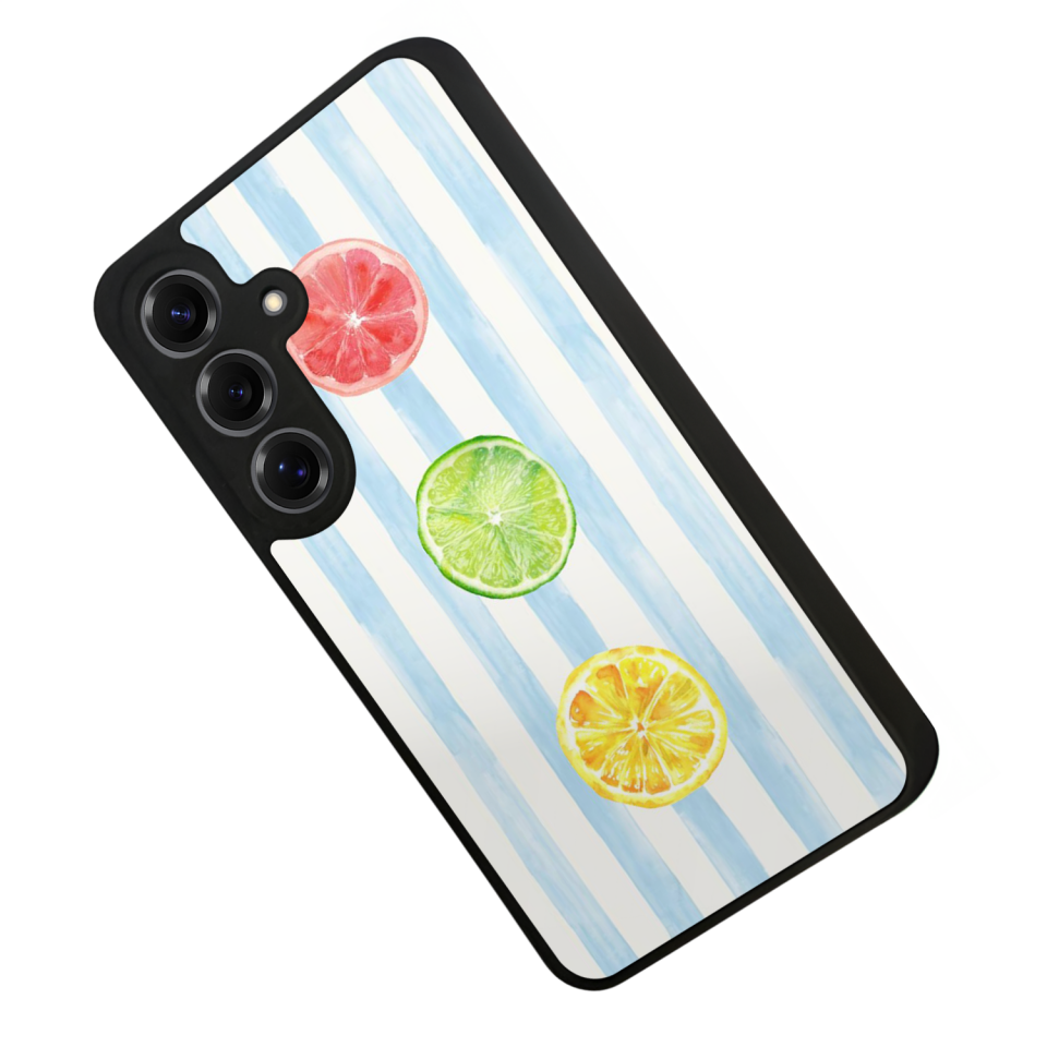 Samsung Galaxy S25 Uyumlu Limon Tasarımlı Glossy Premium Kılıf