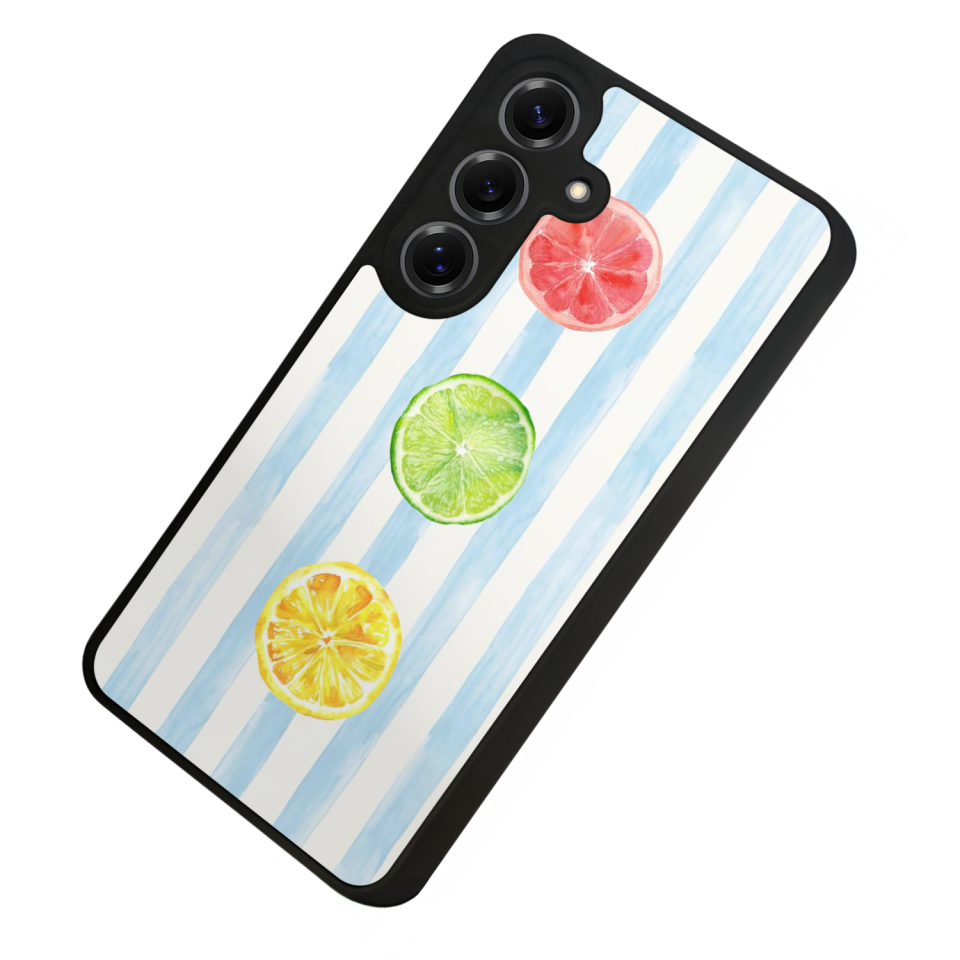 Samsung Galaxy S25 Uyumlu Limon Tasarımlı Glossy Premium Kılıf