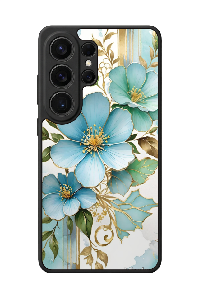 Samsung Galaxy S26 Ultra Uyumlu Yaldizli Cicek Tasarımlı Glossy Premium Kılıf