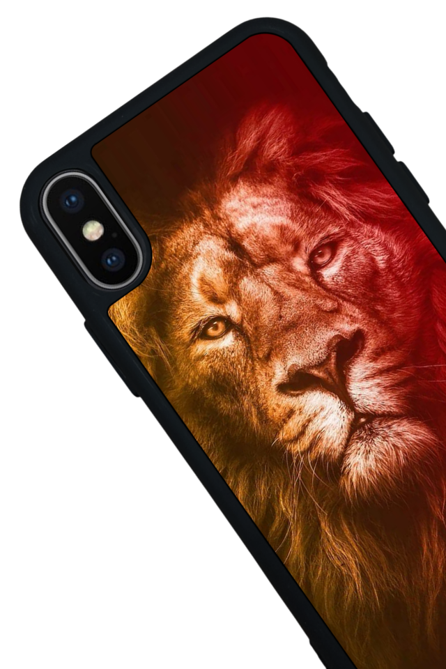 iPhone X/ XS Uyumlu Aslan Tasarımlı Glossy Premium Kılıf