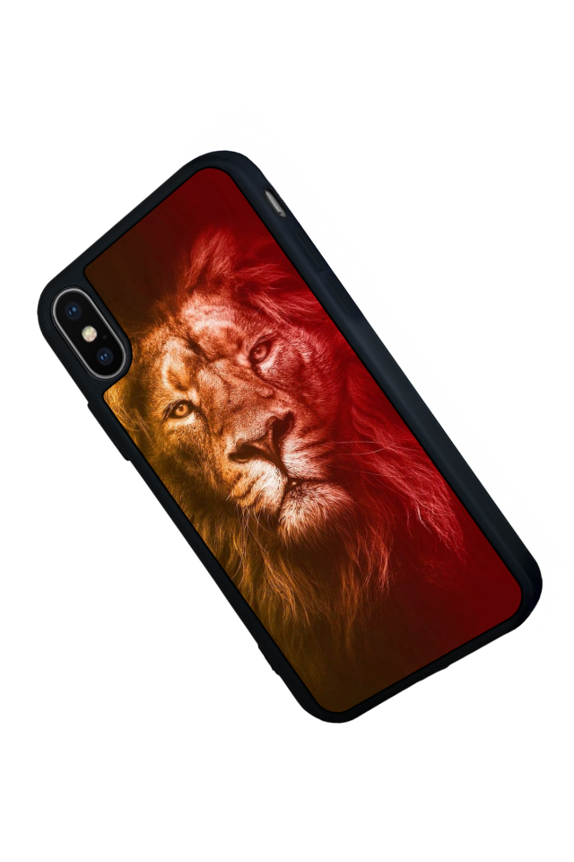 iPhone X/ XS Uyumlu Aslan Tasarımlı Glossy Premium Kılıf