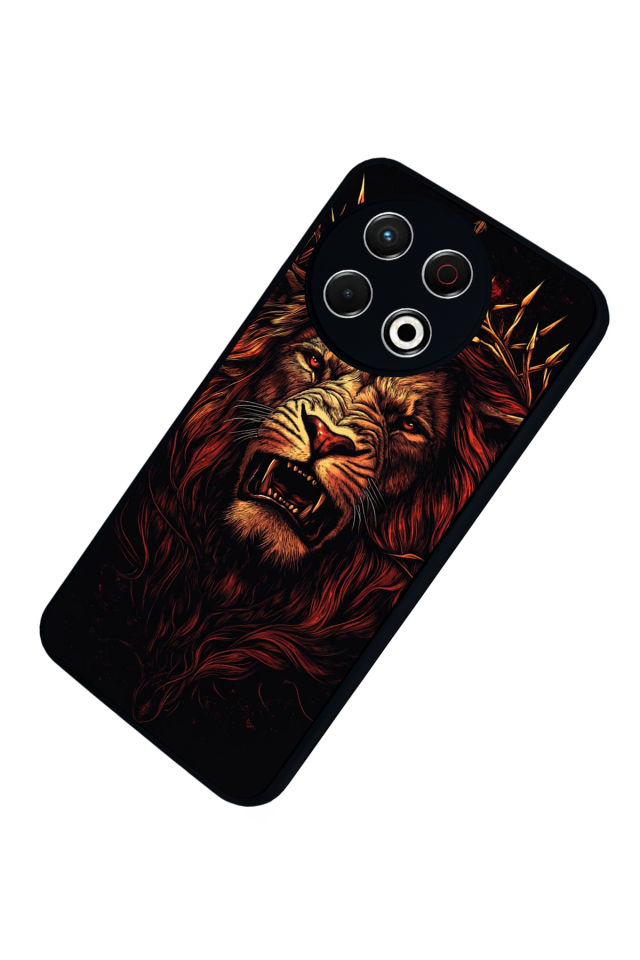 Tecno Spark 30 Pro Uyumlu Aslan Tasarımlı Glossy Premium Kılıf