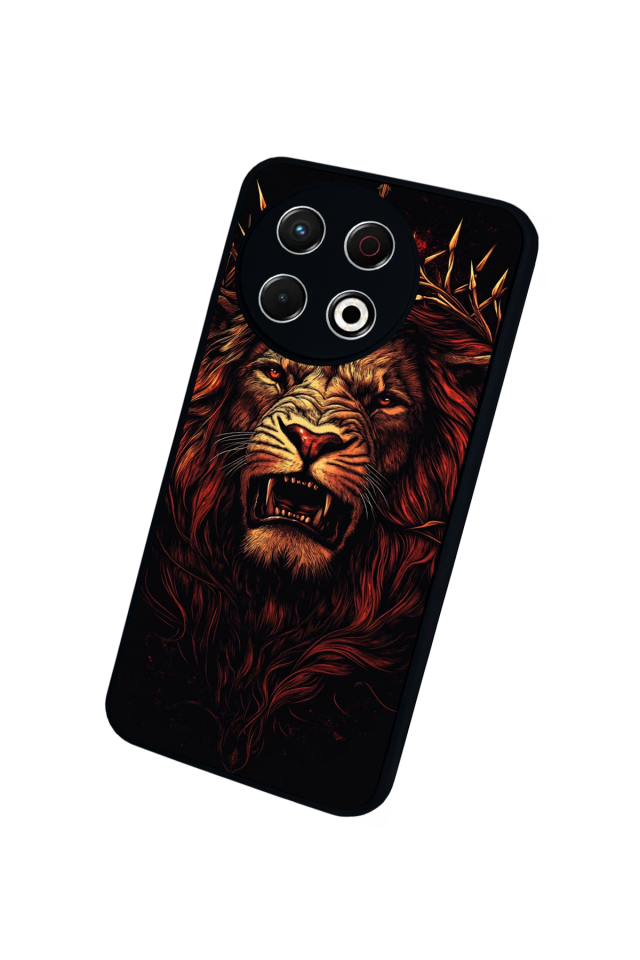Tecno Spark 30 Pro Uyumlu Aslan Tasarımlı Glossy Premium Kılıf