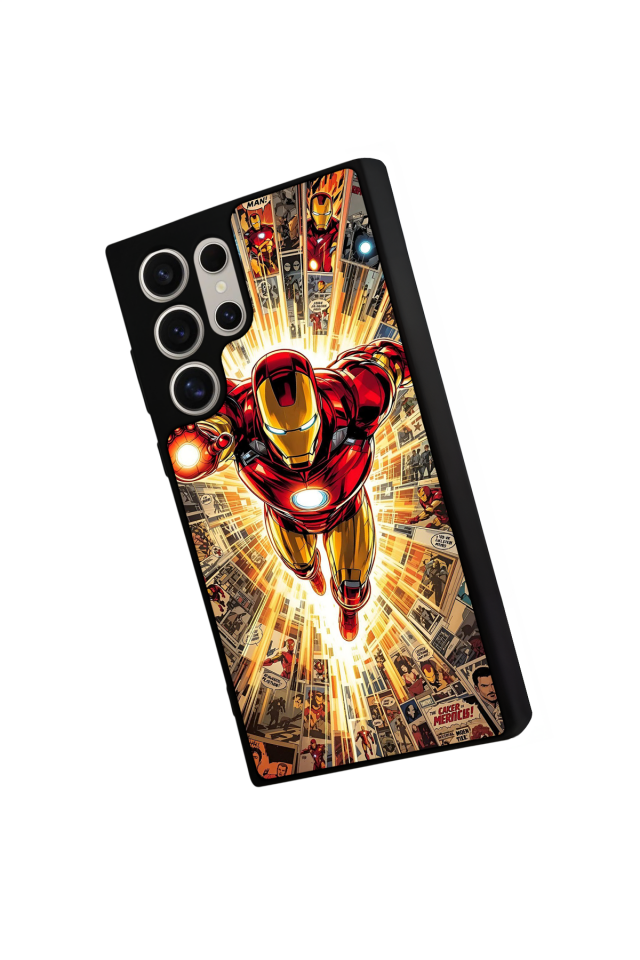 Samsung Galaxy S22 Ultra Uyumlu  Iron Man ( Demir Adam ) Tasarımlı Glossy Premium Kılıf