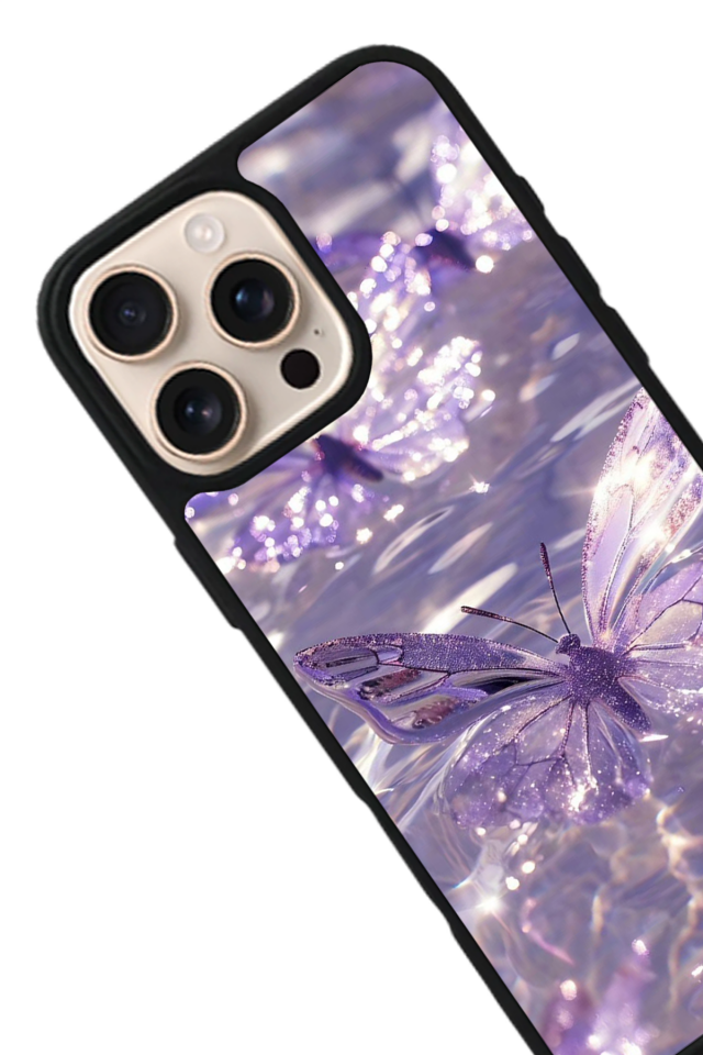 iPhone 16 Pro Uyumlu Kelebek Tasarımlı Glossy Premium Kılıf